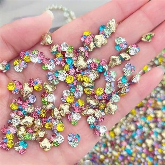 30Pcs/Box Colorful Stacked Nail Gems Nail Rhinestones Mix Colorful Zircon - Picture 1 of 6
